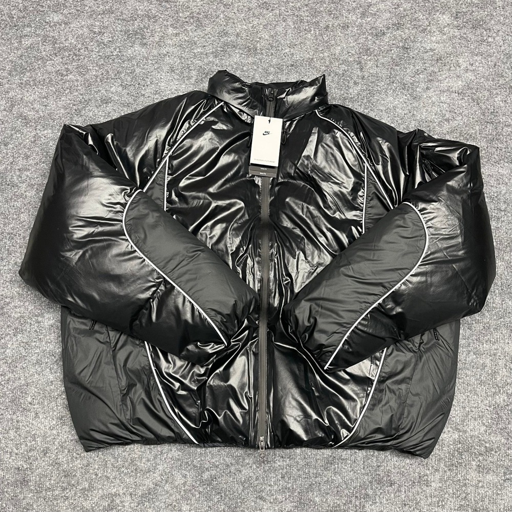 Nike Bubble Jacket Men Large Black Anthracite Puffer Loose Fit Down Fill II3869 - Picture 3 of 16